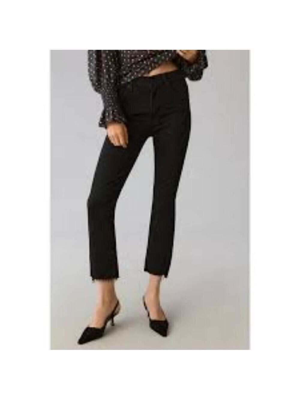 MOTHER  The Insider Crop Step Fray Black 5 Pocket Zip Up Jeans Size 25